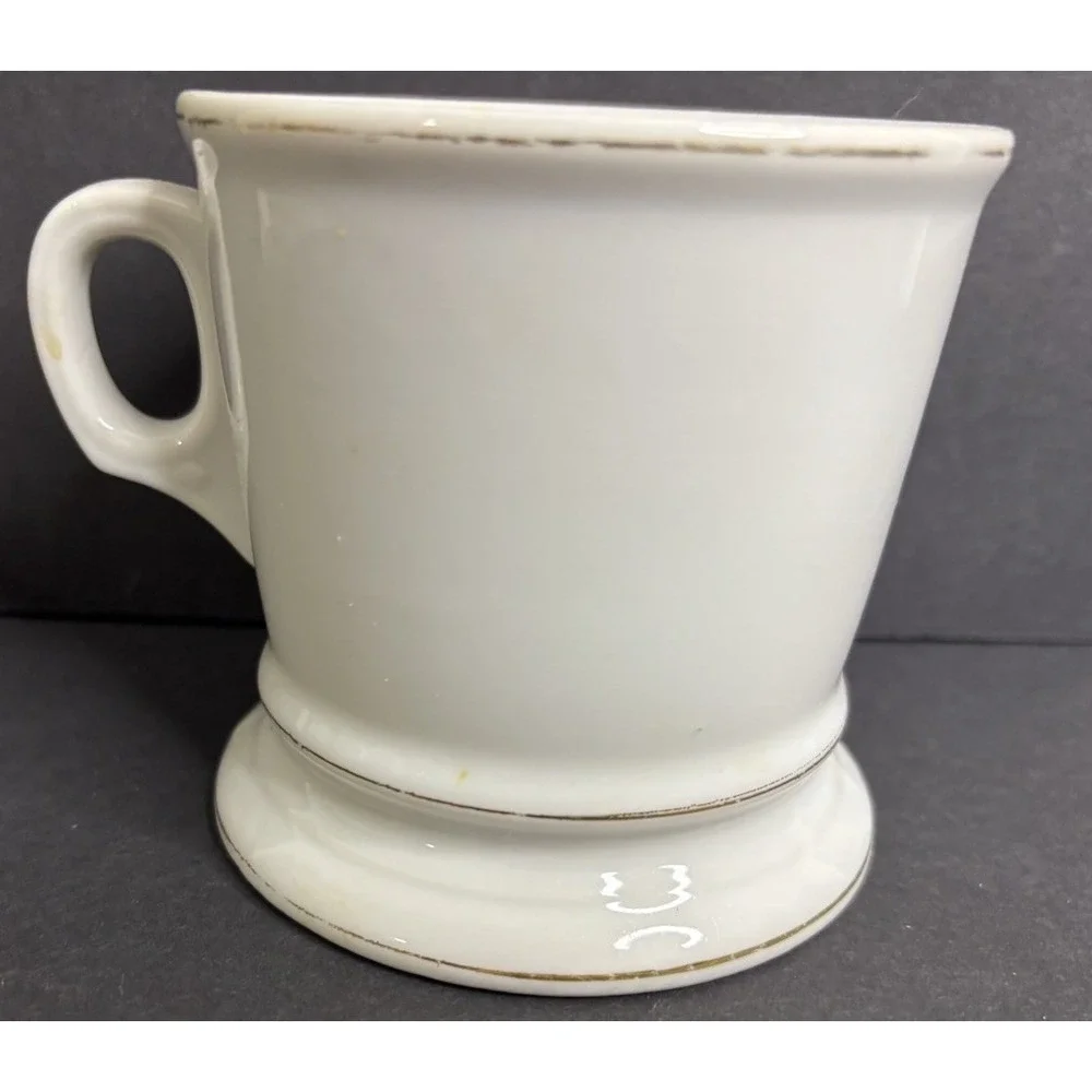 Fireman Occupational Shaving Mug White Gold Trim Vintage Ever Alert